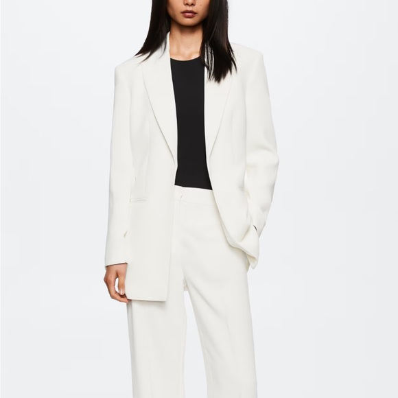 Mango Flowy Suit Blazer and Trousers White Sz XS